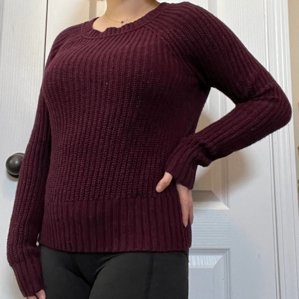 american eagle dark purple fitted sweater